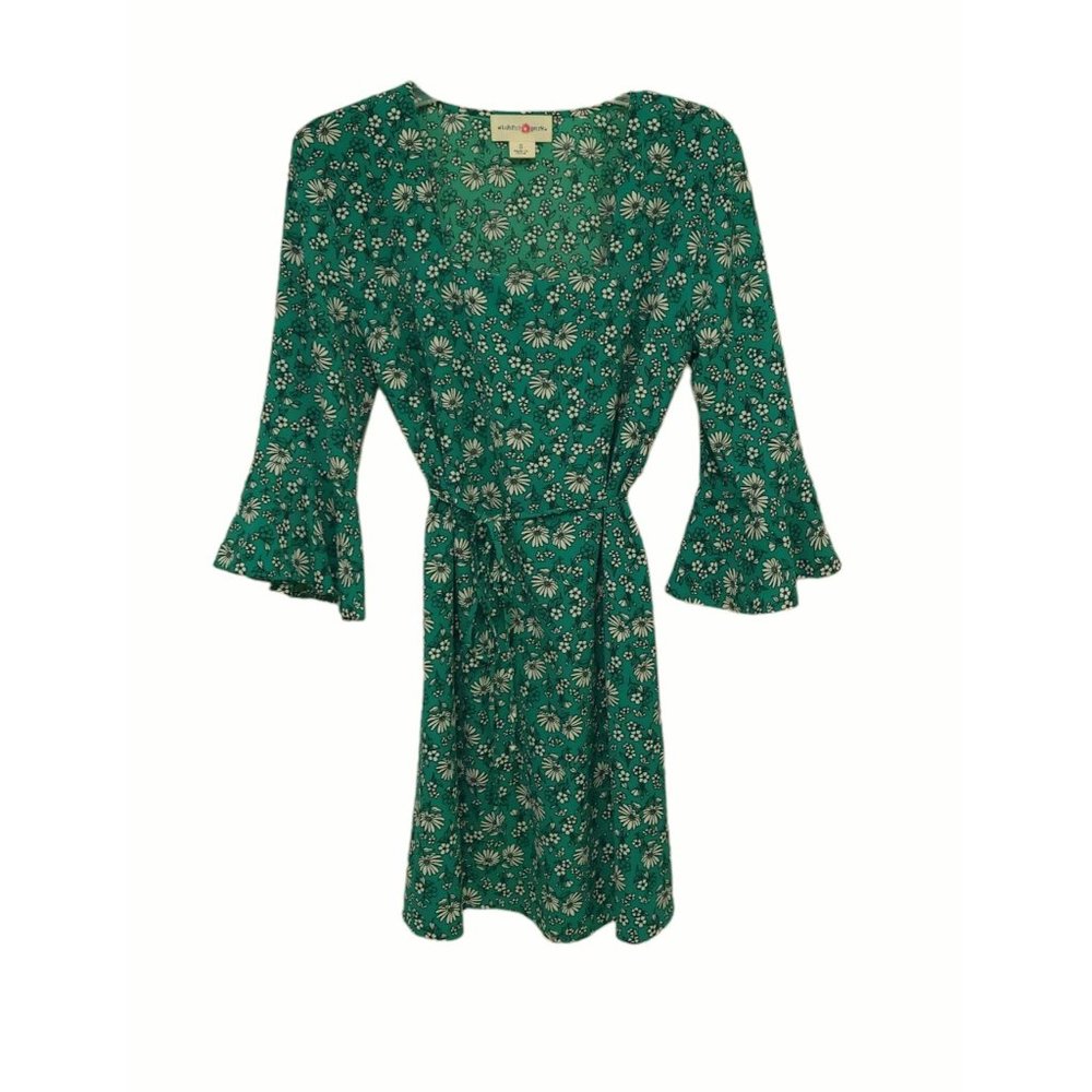 Wishful Park women's long bell sleeve mini dress floral square neck size small